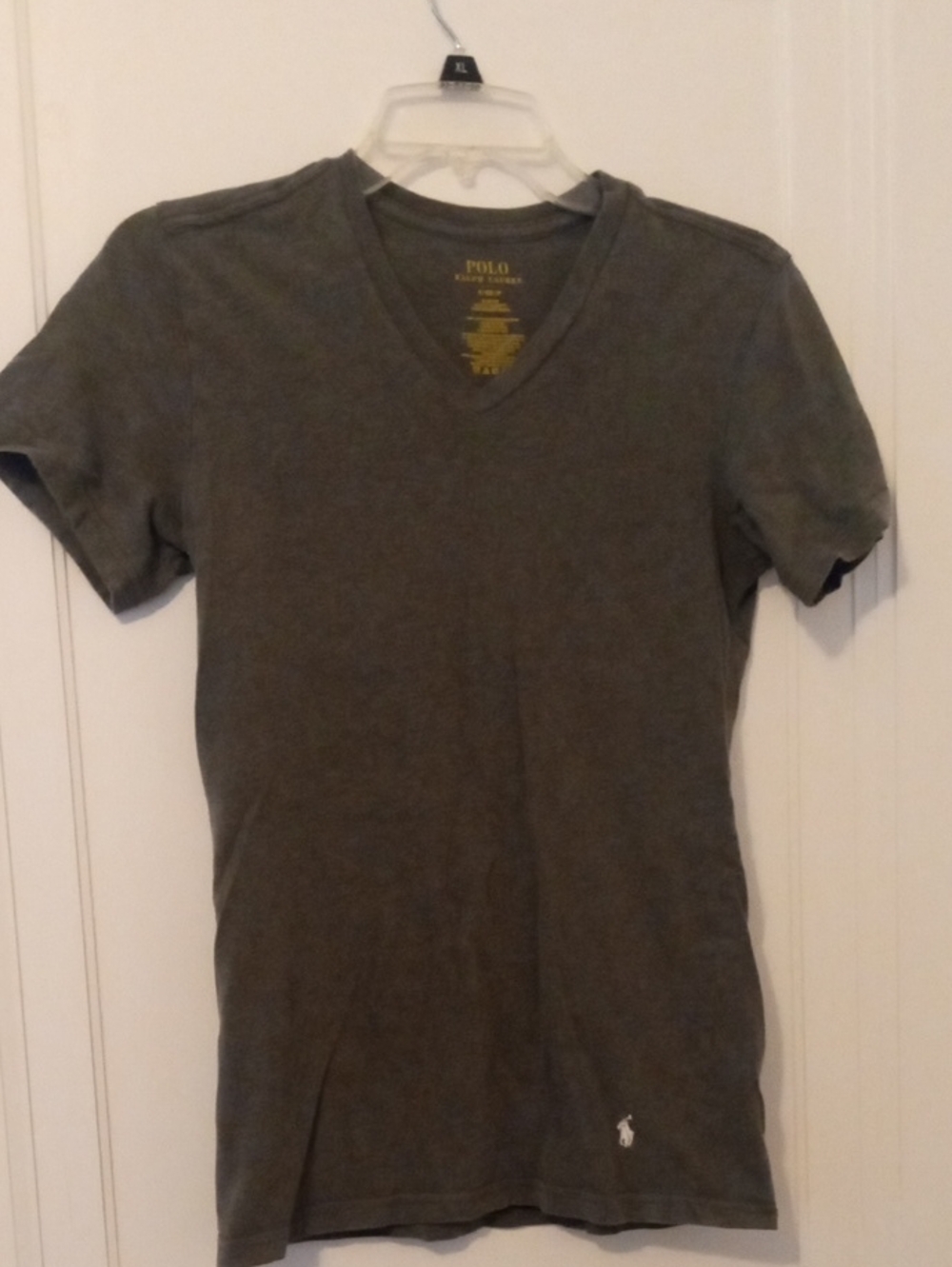 Men small slim fit tee Polo Ralph Lauren, vneck, gray